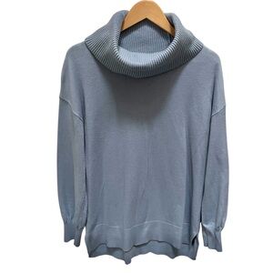 LOFT Ribbed Neck Pullover Turtleneck Sweater Size Large in Light Blue